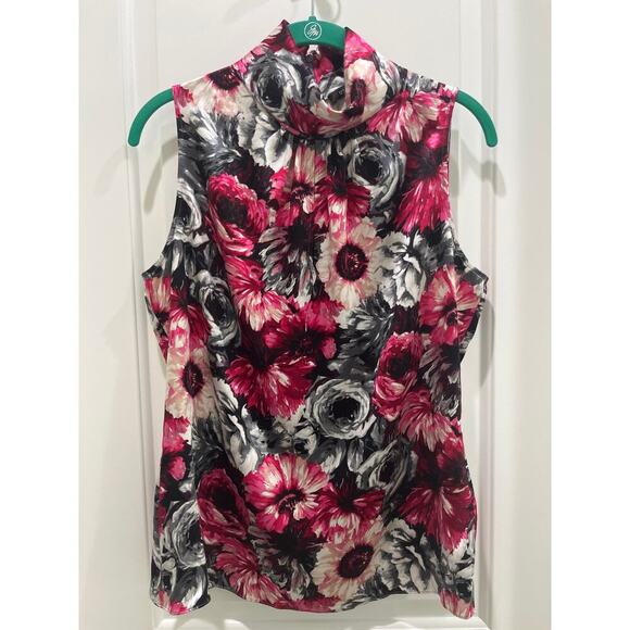 St. John High Neck Floral Sleeveless Blouse Sz 6 - Picture 1 of 5